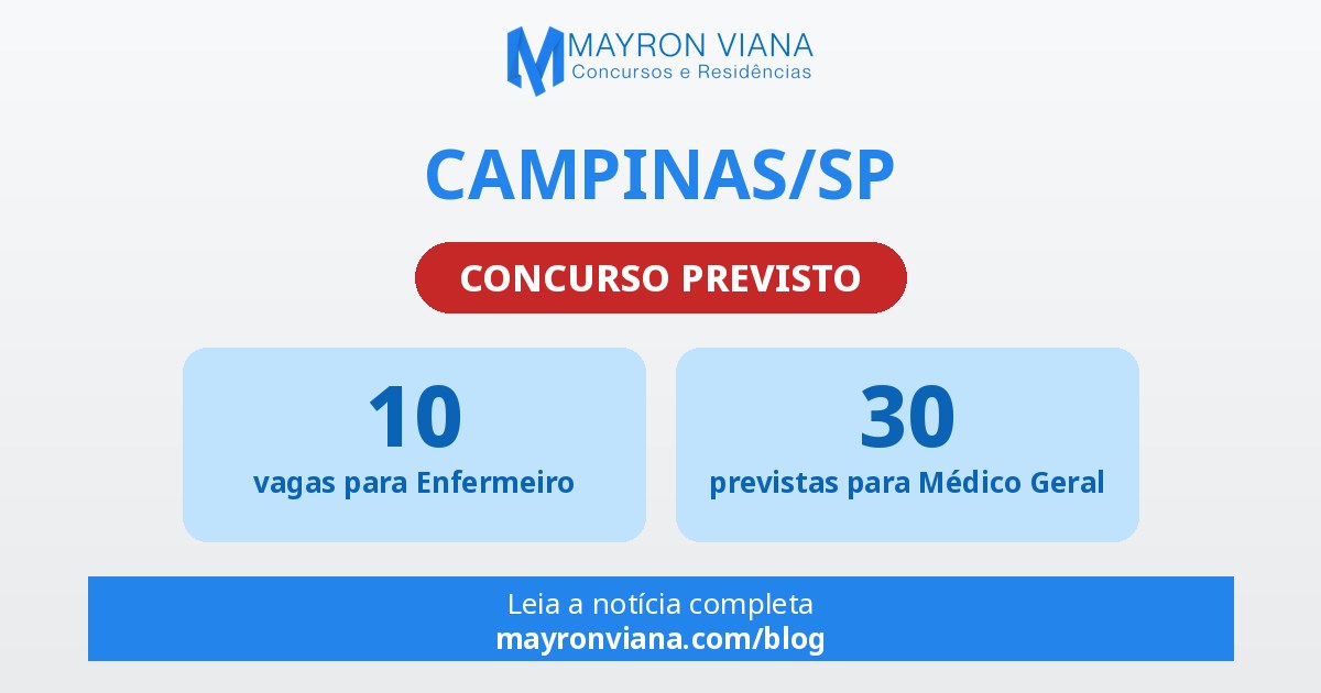 Concurso Campinas/SP: oportunidades previstas para Medicina e Enfermagem