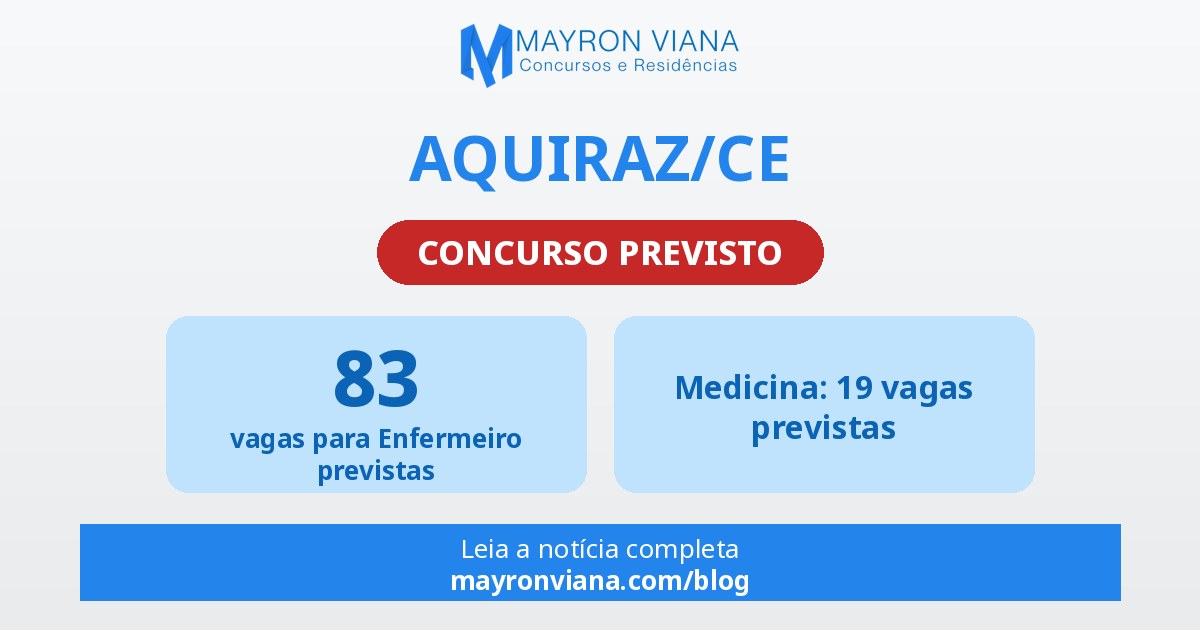 Concurso Aquiraz/CE: 83 vagas para Enfermeiro e 19 para Médico previstas