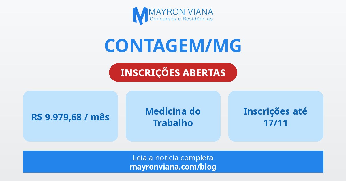 Contagem/MG: concurso para Médico do Trabalho com R$ 9.979,68