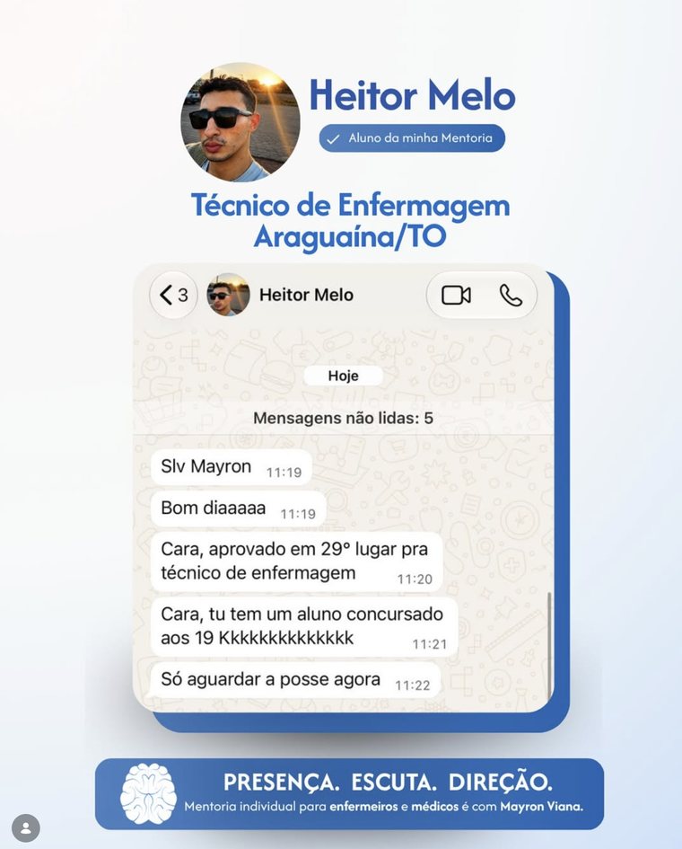 Aprovação de Heitor Melo — 29º Lugar · Técnico de Enfermagem · Araguaína/TO