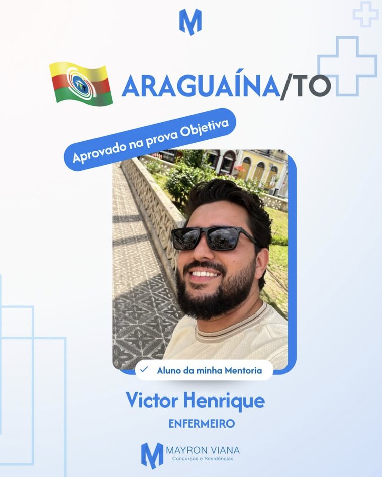 Aprovação de Victor Henrique — Enfermeiro · Aprovado na objetiva · Araguaína/TO