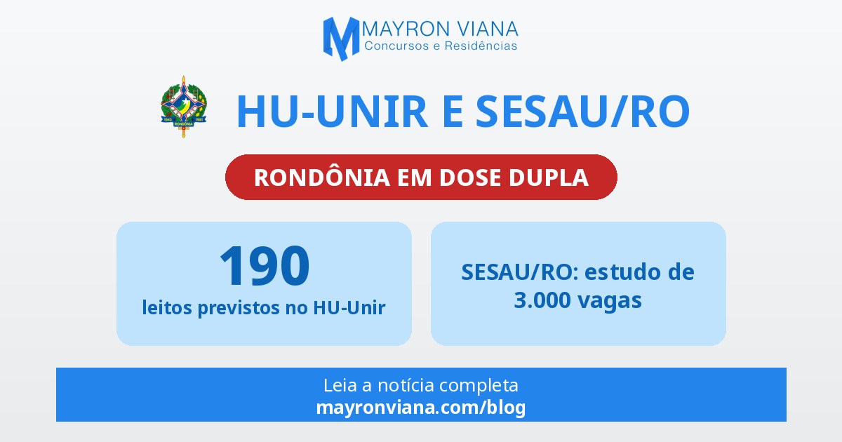 HU-Unir e SESAU/RO: Porto Velho avança para a gestão da HU Brasil e Rondônia ganha força na saúde
