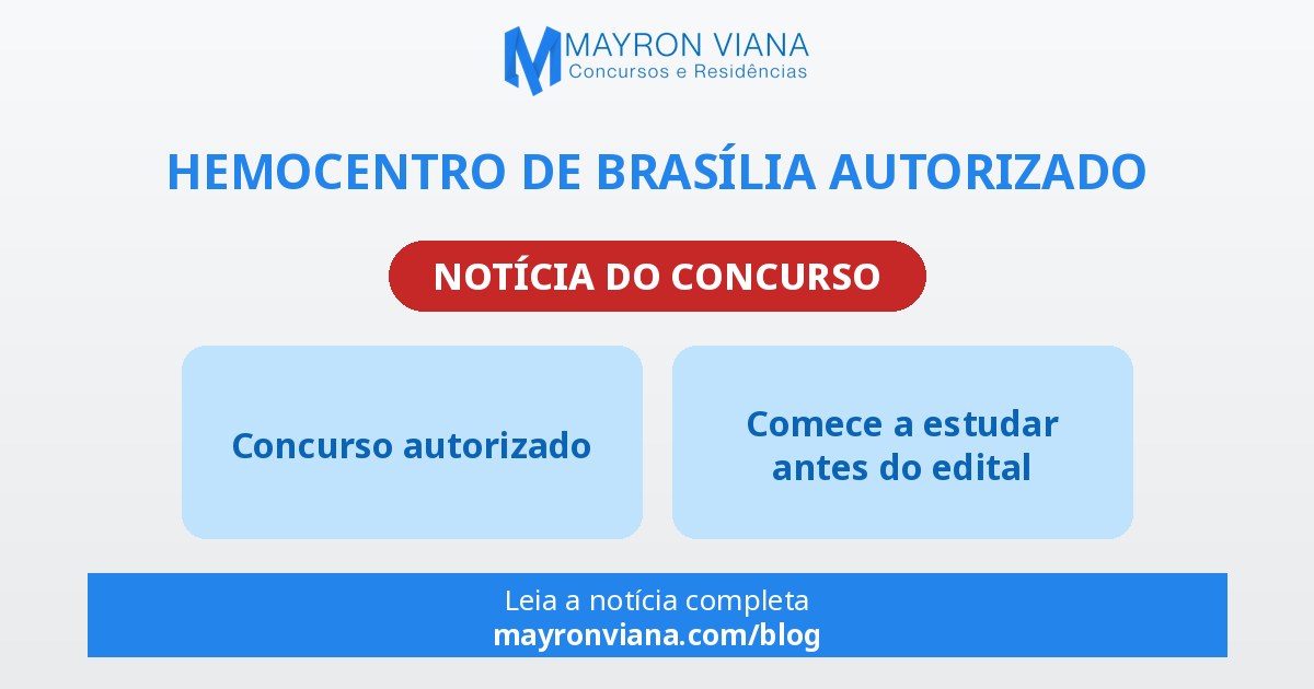 Concurso Hemocentro de Brasília autorizado: comece a estudar agora